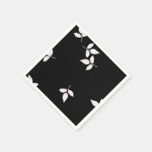 St. Marie bladeren wit op zwart papier servetten (Hoek)