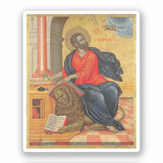 St. Mark - by Tzanes Emmanuel (1657) Sticker (Voorkant)