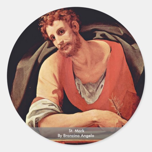 St. Mark door Bronzino Angelo Ronde Sticker (Voorkant)
