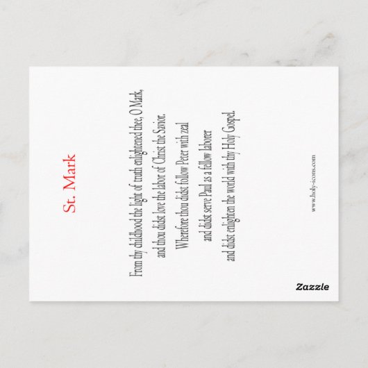 St. Mark Prayer Card Briefkaart (Achterkant)