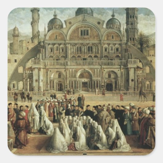 St. Mark Preaching in Alexandrië, Egypte, 1504-07 Vierkante Sticker (Voorkant)