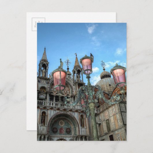 St. Marks and Lamp, Venice, Italië Briefkaart (Voorkant / Achterkant)