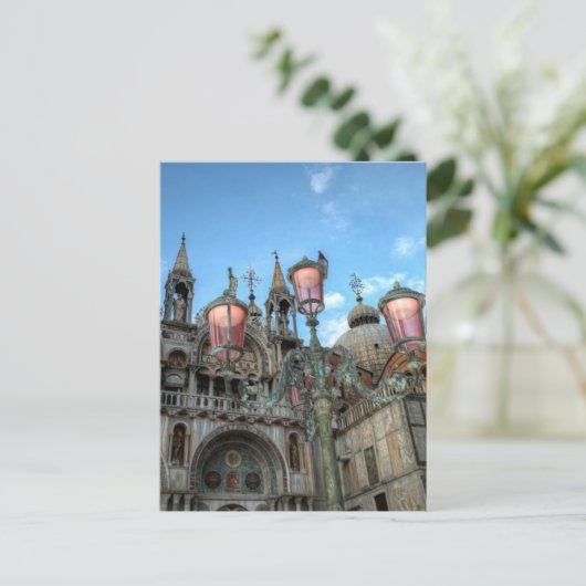 St. Marks and Lamp, Venice, Italië Briefkaart (Staand voorkant)
