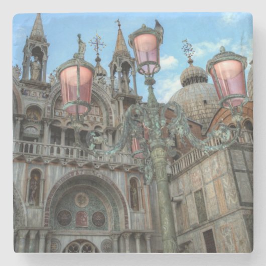 St. Marks and Lamp, Venice, Italië Stenen Onderzetter (Voorkant)