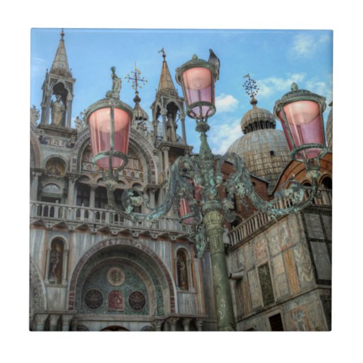 St. Marks and Lamp, Venice, Italië Tegeltje (Voorkant)