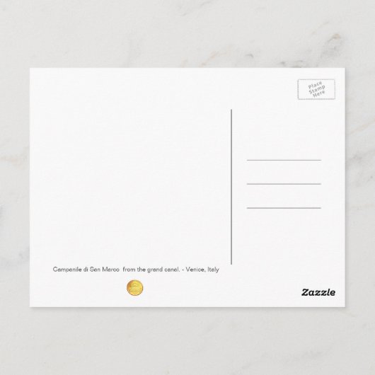 St. Marks Plaza en Bell Tower - Venice Italië Briefkaart (Achterkant)
