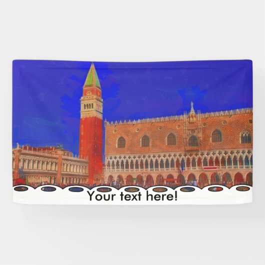 St. Mark's Square Piazzetta schilderij Spandoek (Horizontaal)
