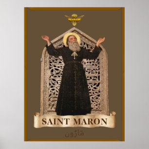 St Maron Maronitische Icoon Extra Groot 101,6 cm x Poster