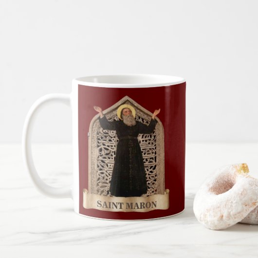 St. Maron, Patron van de katholieke kerk van Maron Koffiemok (Met donut)