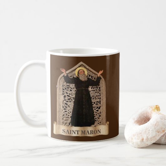 St. Maron, Patron van de katholieke kerk van Maron Koffiemok (Met donut)
