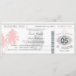 St. Martin Boarding Pass Destination Wedding Kaart