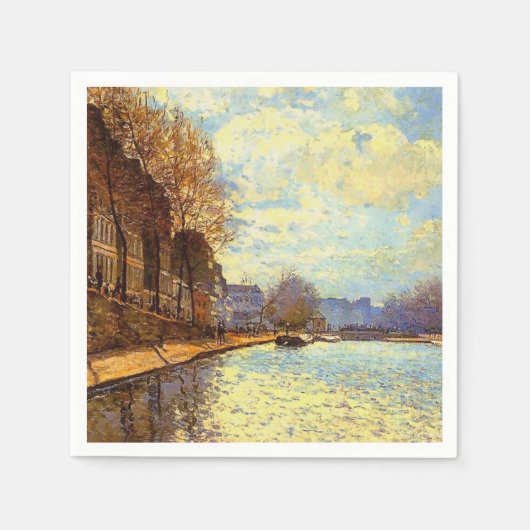 St. Martin Canal door Sisley Impressionist Paintin Servet (Voorkant)