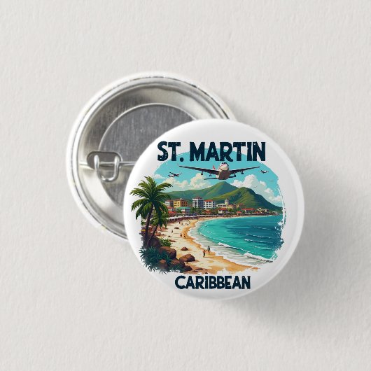 ST. MARTIN CARAIBES RONDE BUTTON 3,2 CM (Voorkant /achterkant)