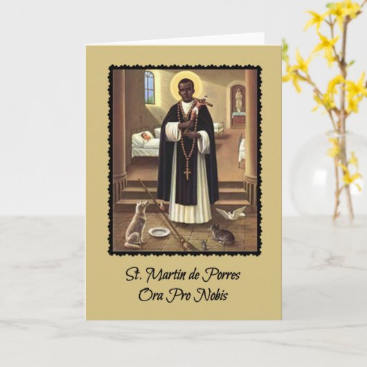 St. Martin de Porres Catholic Priester Kaart (Gele Bloem)