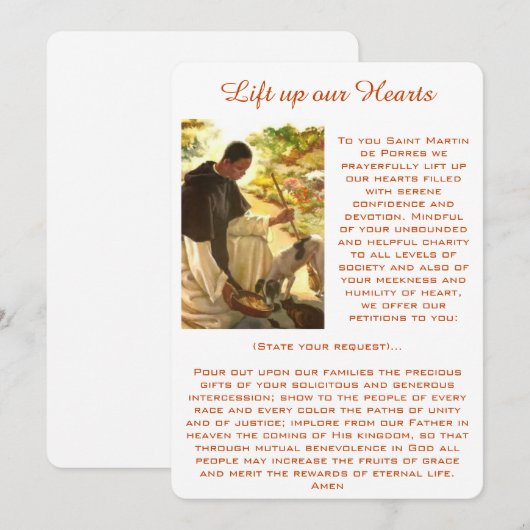 St. Martin de Porres Prayer Racial Harmony Kaart (Voorkant / Achterkant)