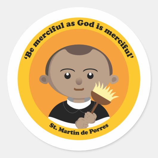 St. Martin de Porres Ronde Sticker (Voorkant)