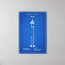 St. Martin Island Lighthouse - Michigan – AD Canvas Afdruk