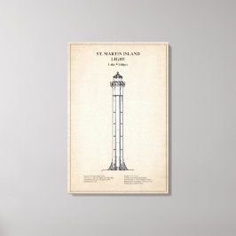 St. Martin Island Lighthouse - Michigan - SBD Canvas Afdruk