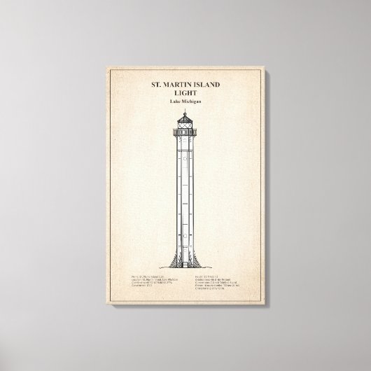 St. Martin Island Lighthouse - Michigan - SBD Canvas Afdruk (Voorkant)