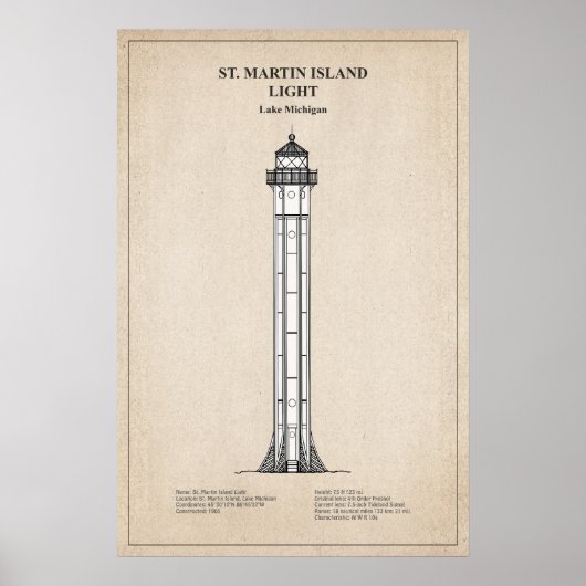 St. Martin Island Lighthouse - Michigan - SBD Poster (Voorkant)