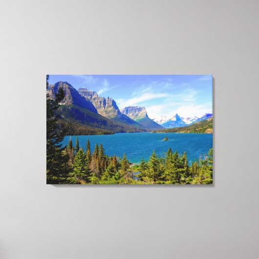 St. Mary Lake, Glacier National Park, Montana Canvas Afdruk (Voorkant)