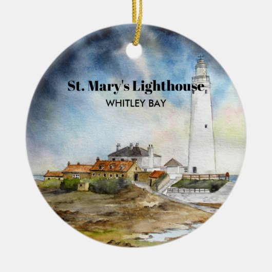 St Mary Lighthouse Whitley Bay Newcastle upon Tyne Keramisch Ornament (Voorkant)