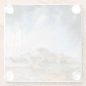 St Mary Lighthouse Whitley Bay Waterverf Glazen Onderzetter (Achterkant)