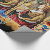 ST MARY MAGDALENE BLAUW BLOEMPERKAMENT RODE PARELT CADEAUPAPIER (Hoek)