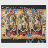 ST MARY MAGDALENE BLAUW BLOEMPERKAMENT RODE PARELT CADEAUPAPIER (Vlak)