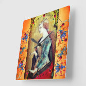 ST MARY MAGDALENE Orange Blue Floral Swirls Vierkante Klok (Hoek)