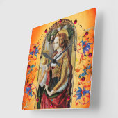 ST MARY MAGDALENE Orange Blue Floral Swirls Vierkante Klok (Hoek)