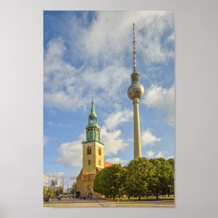St. Mary's Church, Berlijn, Duitsland, Fernsehturm Poster