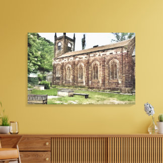 St Mary's Church, Luddendenfoot Canvas Afdruk