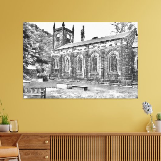 St Mary's Kerk, Luddenden Canvas Afdruk (Insitu (Woonkamer))