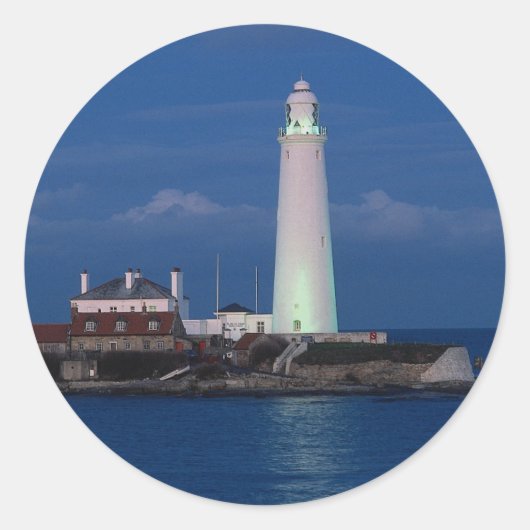 St. Mary's Lighthouse, White Bay, Tyne en Draag, Ronde Sticker (Voorkant)