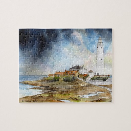 St Marys Lighthouse Whitley Bay Noordoost Engeland Legpuzzel (Horizontaal)