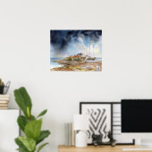 St Marys Lighthouse Whitley Bay Watercolour Poster (Thuiskantoor)