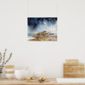 St Marys Lighthouse Whitley Bay Watercolour Poster (Keuken)