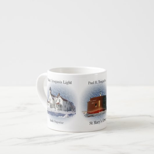 St. Marys River Vuurtorens & Boot espresso mok (Links)