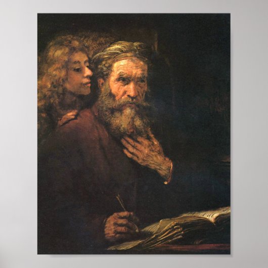 St. Matthew And The Angel By Rembrandt Poster (Voorkant)