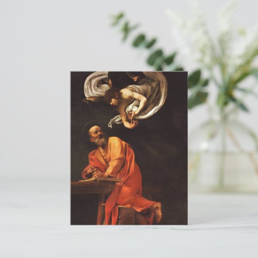 St. Matthew en de Engel van Caravaggio Briefkaart (Staand voorkant)