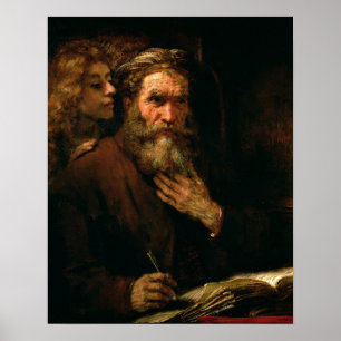 St. Matthew en The Angel, 1655-60 (olie op doek) Poster