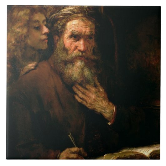 St. Matthew en The Angel, 1655-60 (olie op doek) Tegeltje (Voorkant)