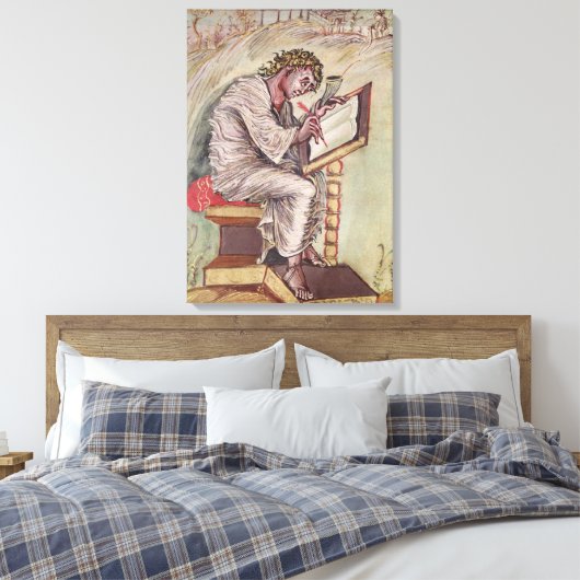 St. Matthew, van de Ebbo Gospels Canvas Afdruk (Insitu (Slaapkamer))
