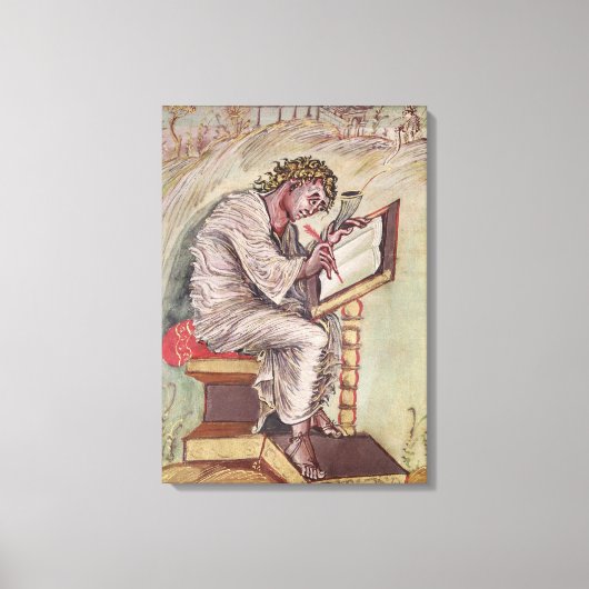 St. Matthew, van de Ebbo Gospels Canvas Afdruk (Voorkant)