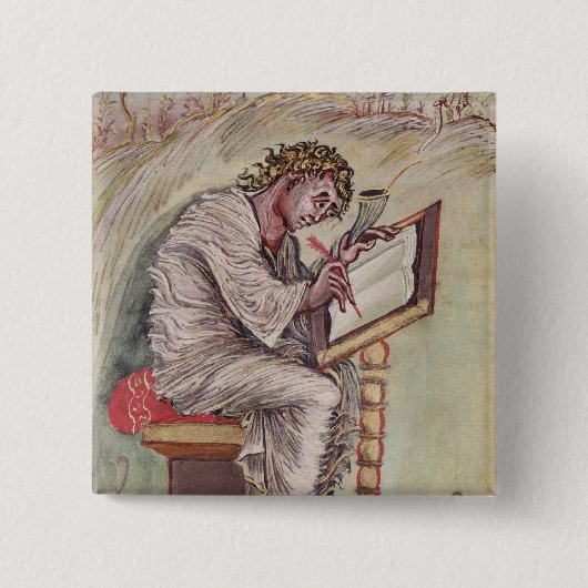 St. Matthew, van de Ebbo Gospels Vierkante Button 5,1 Cm (Voorkant)