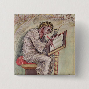St. Matthew, van de Ebbo Gospels Vierkante Button 5,1 Cm