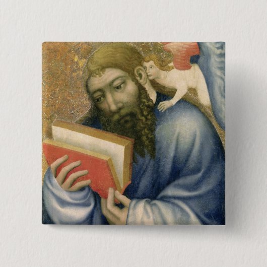 St. Matthew, van de kapel van Karlstejn Vierkante Button 5,1 Cm (Voorkant)