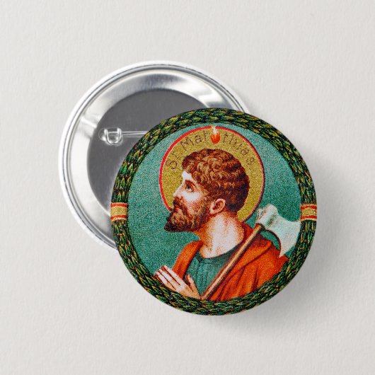 St. Matthias de Apostle (JMAS 09) Round Ronde Button 5,7 Cm (Voorkant /achterkant)