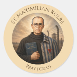 St. Maximiliaan Kolbe Bid Voor Ons Katholiek Ronde Sticker